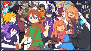 artist:nights character:aria character:boyfriend character:corona character:five character:kaji character:kotori character:ludwig character:lune character:meimona character:nino character:reed character:ruit character:selene character:solis character:suvillan group_appearance